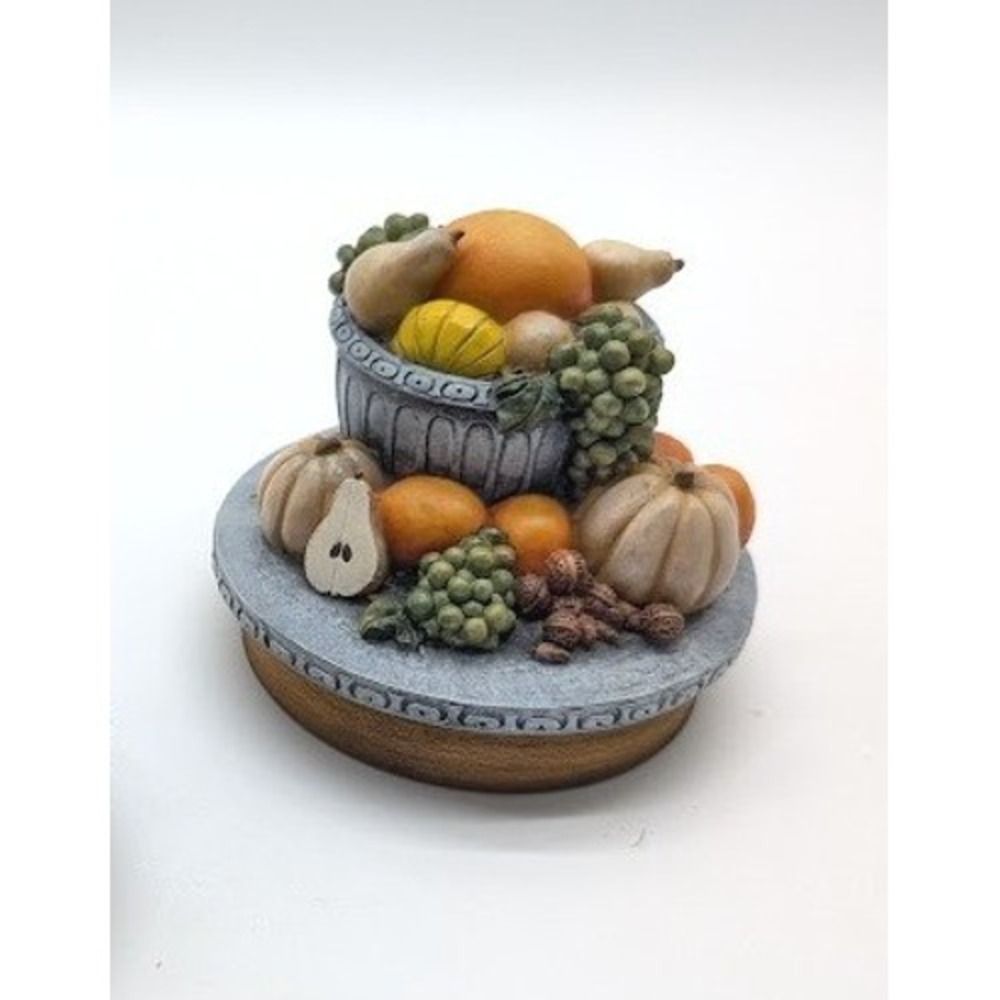 Candle Topper Our America Thanksgiving Harvest Fruit Bowl Pumpkin Grapes Fall